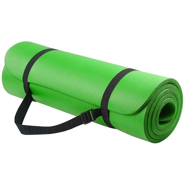 

1 набор yoga mat extra thick 1см пилатес фитнес подушка non скольжения упражнение pad высокой плотности nbr 183см long hot yoga крытый