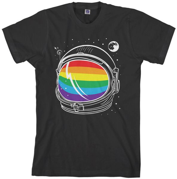 

print t shirts men threadrock men's rainbow astronaut t-shirt gay pride 100% cotton brand new t-shirts