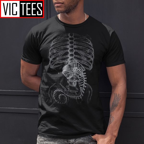 

men's alien vs predator tees alien bone covenant bone t shirt human body embryo x-ray t-shirt cotton plus size