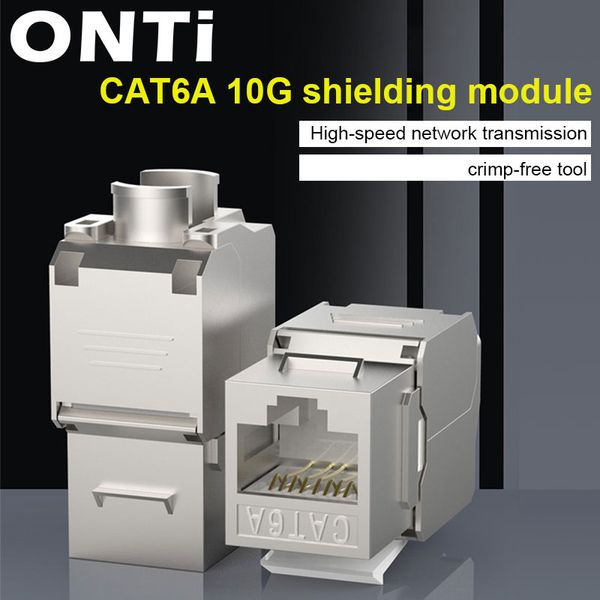 

onti network rj45 cat6a keystone jack module 360 degree full shielded rj45 socket to lsa tool-termination