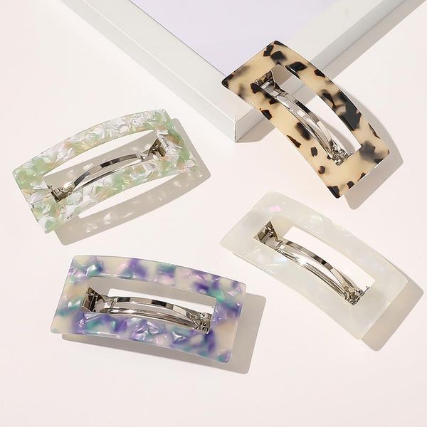 

hair accessories women vintage resin acetate rectangle pins clip leopard geometric hairpins clips styling
