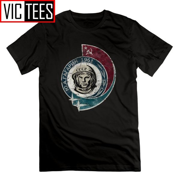 

cccp yuri gagarin 1961 vintage casual t-shirt classic fit tees short sleeve men crewneck 100% cotton funky t shirt