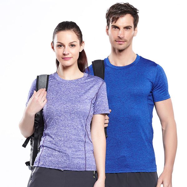 

outdoor t-shirts quick-drying clothes couple round neck short-sleeved running sportswear moisture wicking slim t-shirt, Gray;blue