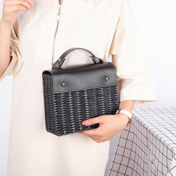

woven knit women shoulder sling bags ladies fashion shoulder messenger bag pu leather splicing messenger tote handbag