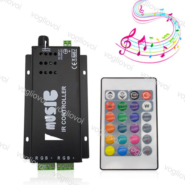 

rgb controllers music voice sensor 24keys 3 ch ir remote rgb controller iron lighting accessories for 5050 3528 strip light dhl