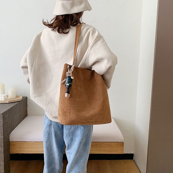 

shoulder bags korean style 2021 corduroy simple single-shoulder crossbody bag female harajuku student chic schoolbag