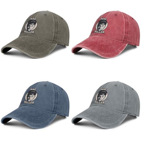 

men women rip mac miller rapper singer fashion denim baseball cap cool washed dad hat adjustable vintage ball caps, Blue;gray