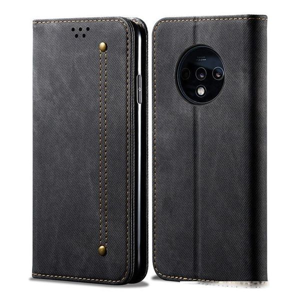 

denim leather flip case for oneplus 7t pro magnetic luxury card holder wallet book cover one plus 7tpro 7 t coque funda 128gb