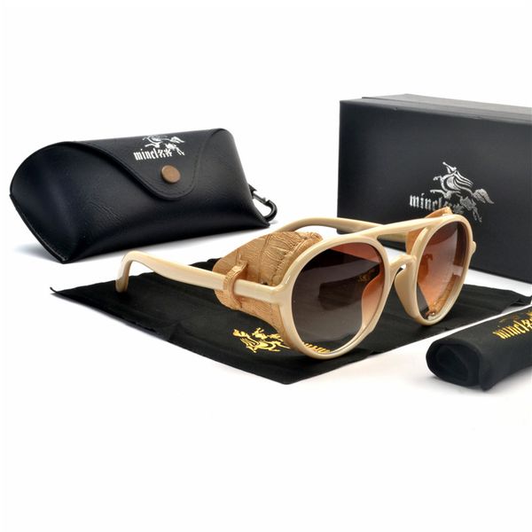 

vintage oversize women round punk gradient sunglasses fashion leather decoration men punk coating sun glasses shade fml, White;black