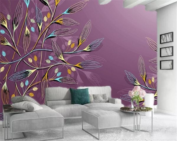 

custom 3d flower wallpaper simple hand-painted lines digital printing hd decorative beautiful wallpaper