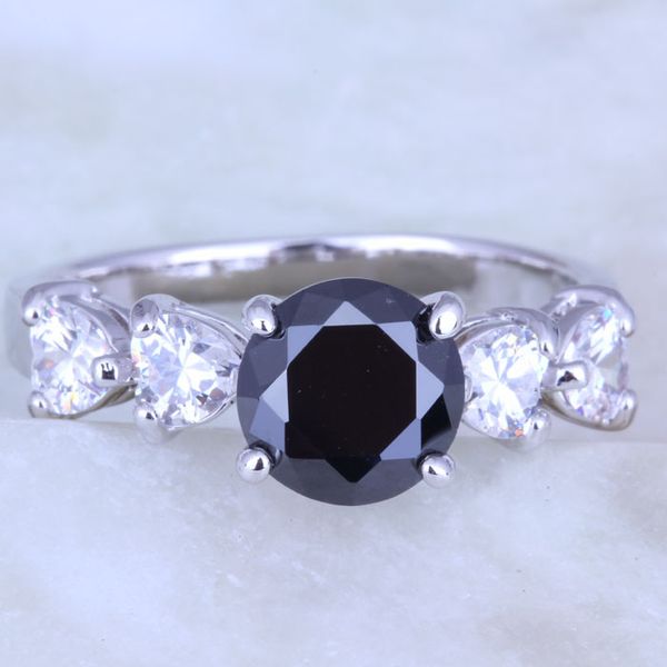 

cluster rings love monologue fashion jewelry black imitation onyx & white cubic zirconia silver color for womens j0408, Golden;silver