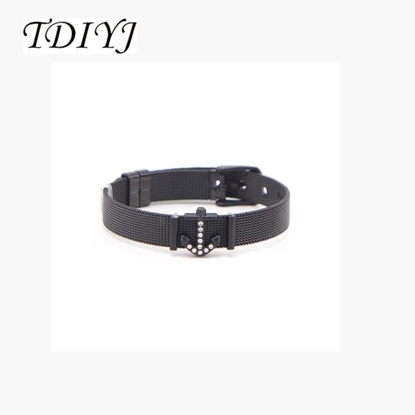 

tdiyj diy black anchor slide charms keeper wrap mesh bracelet set as gifts for summer day, Golden;silver