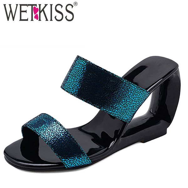 

wetkiss необычные каблуки высокие тапочки женщины open toe обувь мода обувь слайды женщина мулов обувь женщина лето 2020 новый, Black