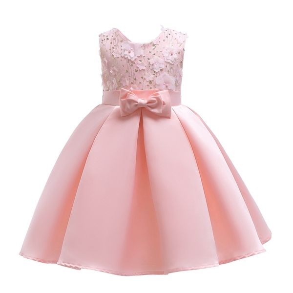 

exquisite pink flower applique ball gown princess dresses baby girls sleeveless bow princess clothing fit birthday wedding party 0926, Red;yellow