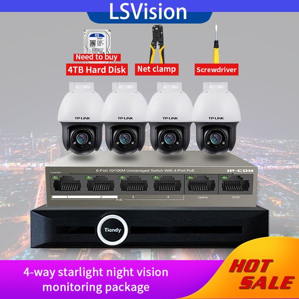 

lsvision 3mp hd cctv wireless system nvr kit 4 way starlight night vision monitoring package video surveillance set with 4tb