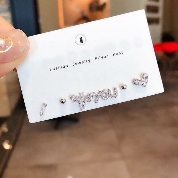 

чувствительная cz кристалл письма пчелиный стержня сердца серьги micro асфальтовая цирконий серьги женщин ювелирные изделия, Golden;silver