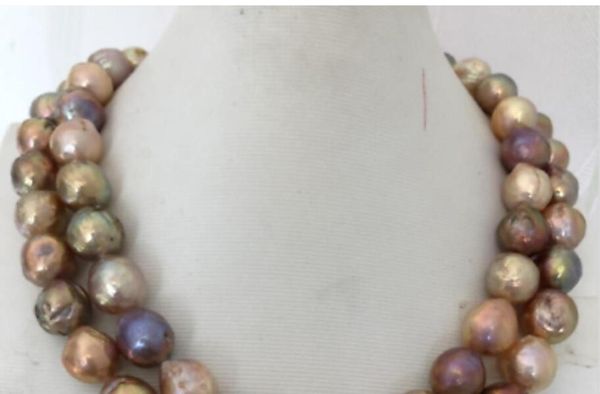 

beautiful 12-13mm baroque multicolor pearl necklace 36" 50, Silver