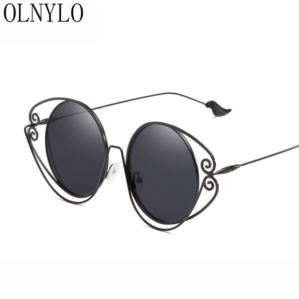 

новой мода солнцезащитных очков круглой женщина открытого вождение марк дизайнер luxury ladies зеркало вс очки женский uv400, White;black