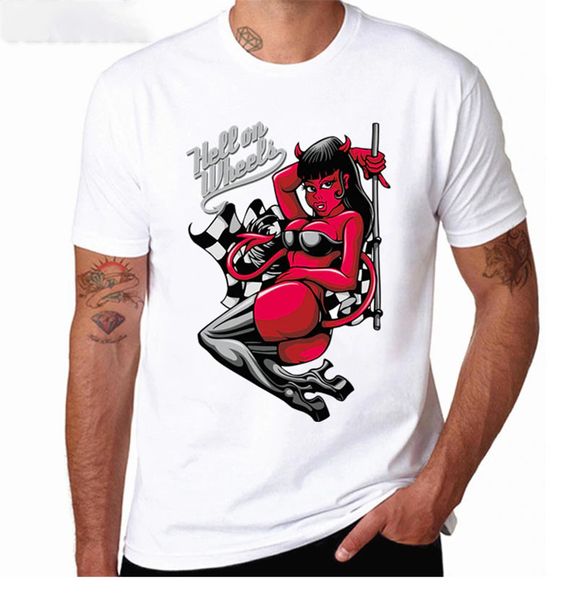 

satan racing t-shirt funny hell on wheels race car t-shirt demon race harajuku tee shirt