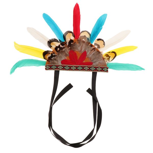 

small dog hat with feather headdress indians style pet cat cap costume
