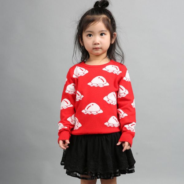 

childrenautumn winter new star embroidered ufo medium large boys' and girls' neutral sweater14ul6wuhnye7, White