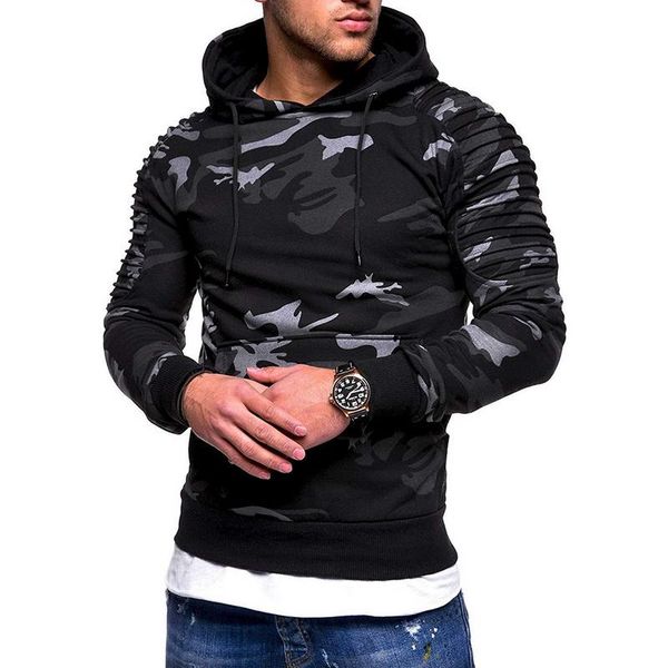 

spring camouflage hoodies men fashion sweatshirt male camo hoody hip hop streetwear military hoodie plus size kg-1087, Black