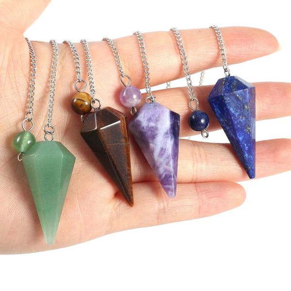 

chokers wholesale boyfriend gift natural stone pendant necklace jewelry tiger eyes rose quartzd ball divination pendulum, Golden;silver