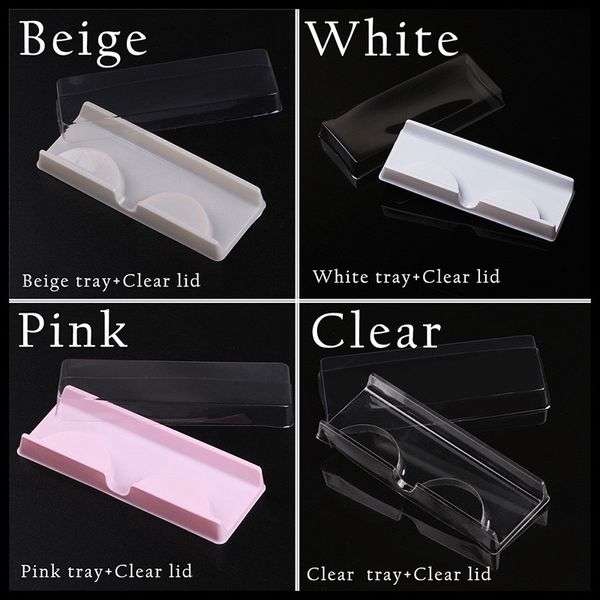 3D Nerz Wimpern Transparent Weiß Rosa Kunststoff Wimpern Verpackung Box Gefälschte Wimpern Tablett Lagerung Abdeckung Einzel Fall Transparent Deckel Klar fach