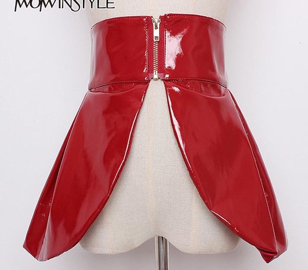 

twotwinstyle pu leather belt women high waist tunic adjustable clothes accessories female belts 2020 autumn winter fashion new cx200722, Black;brown