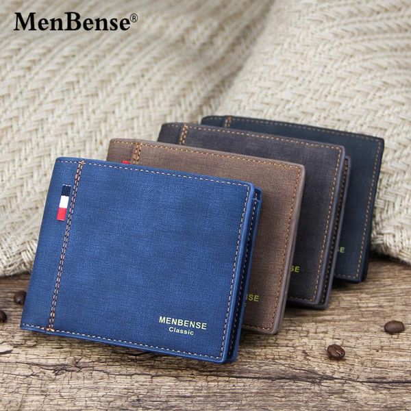 

new style matte men's wallet short large-volume multi-functional fashion retro three fold leather wallet, Red;black