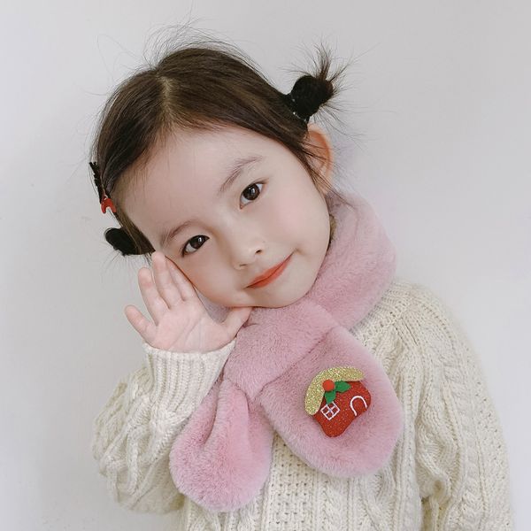 

autumn and winter children's warm scarf christmas deer plush cross scarf cute girls thick, Blue;gray