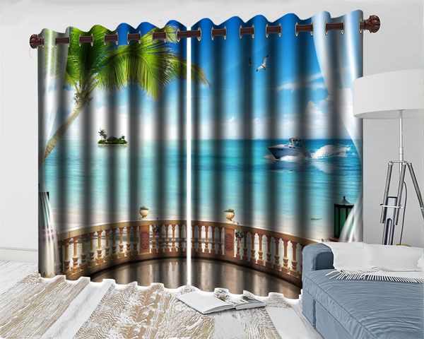

3d curtain custom 3d modern landscape curtain beautiful sea view from the windowsil 3d digital printing hd practical beautiful curtains