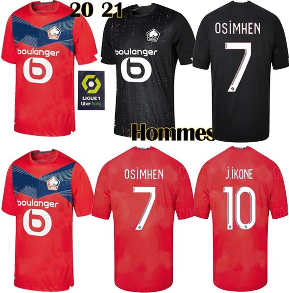 

20 21 losc лилль трикотажных изделий футбола дома вдали третьи 2020 20 21 майо де ножные sanches osimhen bamba yazıcı человек kit дети рубаш, Black