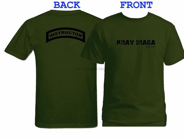 

2020 krav maga instructor front back print customized olive 100% cotton t-shirt