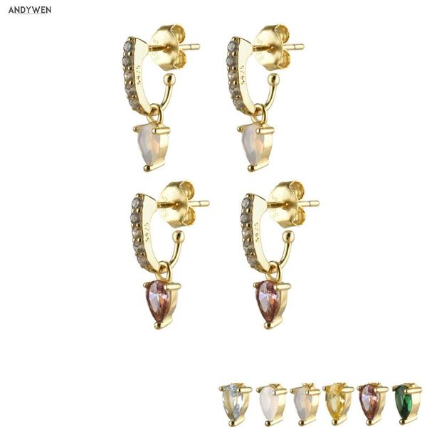 

dangle & chandelier andywen 2021 925 sterling silver colorful rainbow drop earring 9mm circle round cz zircon luxury rock punk classic jewel