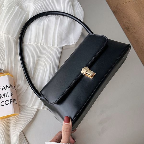 

dropshipping retro solid pattern women messenger baguette handbags 2020 new pu leather street casual solid zipper shoulder bags