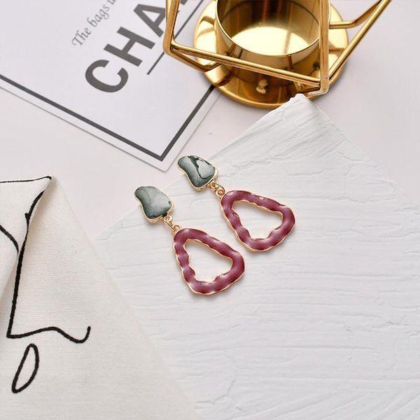 

korea style morandi color simple geometric glaze drop earrings for girl women fashion jewelry accessories, Silver