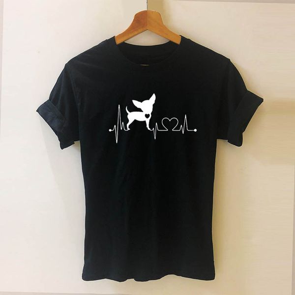 

heartbeat chihuahua dog lovers girlfriend gift t shirt heartbeat paw dogs tshirt women short sleeve cotton tees harajuku