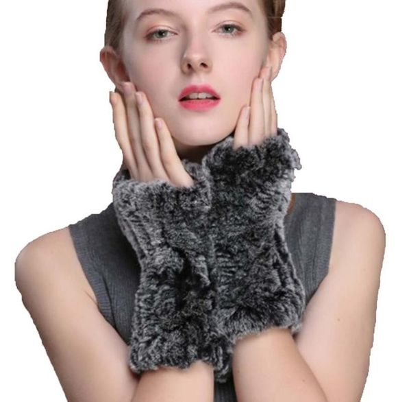 

women' real fur gloves fashion black with white tip winter, Blue;gray
