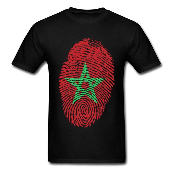 

independence day men's casual t shirt plus size men's fashion morocco flag fingerprint t-shirts thumb print green star t shirt