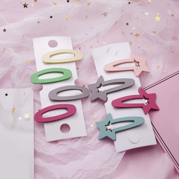 

shuangr 4pcs/lot geometric hair accessories for girls kids matte hair clip children star hairpins barrettes headdress, Golden;silver
