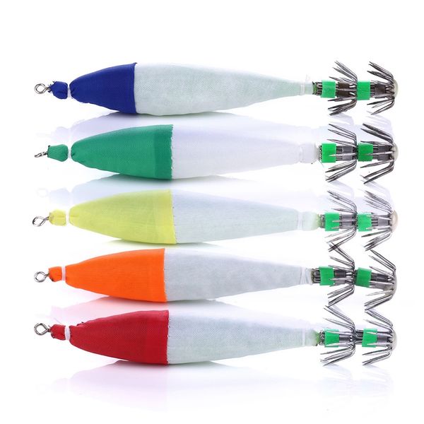 5Pcs / saco Pesca Squid pesca isca Squid Jig 10,5 centímetros 6,3 g luminosa do camarão iscas de equipamento de pesca noite isca artificial Isca