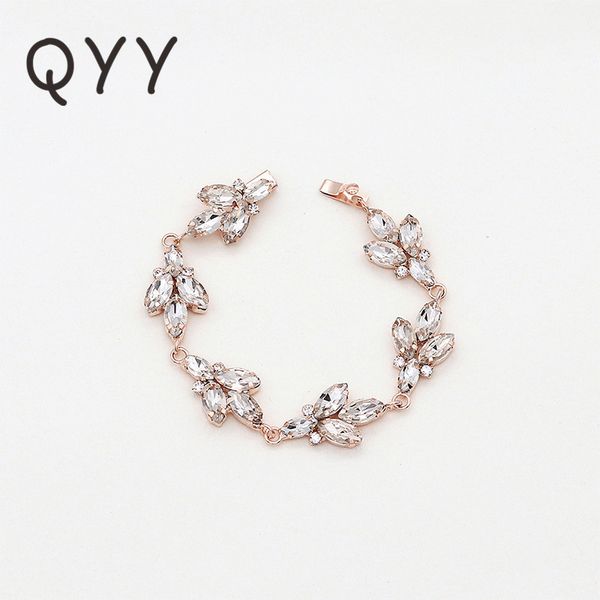 

charm bracelets qyy elegant deluxe austrian crystal bracelet wedding bridal jewelry accessories for women, Golden;silver