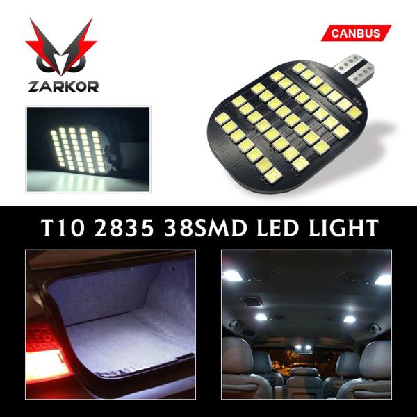 

zarkor ultra bright t10 led car interior light for rv camper base dome lamp w5w 2835 38smd canbus 6500k pure white no error 12v