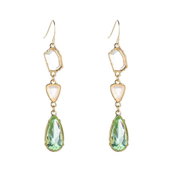 

dangle & chandelier european geometric zircon drop earrings for women ladies irregular clear glass statement earring party jewelry, Silver