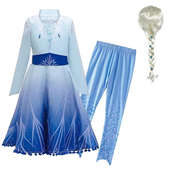 

new year costume snow queen 2 girls elza dress kids coat and leggings christmas princess clothing fancy costume elza dress up, Red;yellow