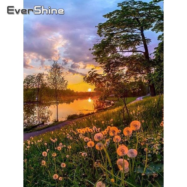 

paintings evershine diamond painting dandelion full set cross stitch kit embroidery flower landscape square mosaic