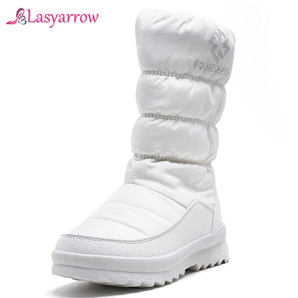 

lasyarrow size 36-41 keep warm snow boots wedge mid calf platform shoes fashion rhinestone ladies space boots women winter, Black