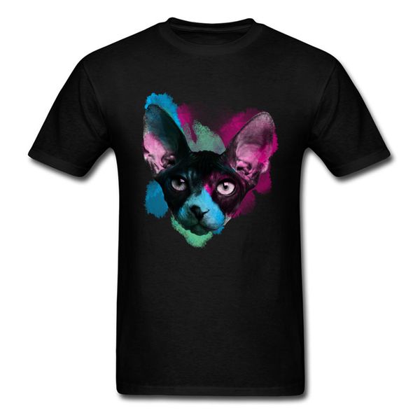 

weird cat black футболки мужчины настраиваемый дизайн тройники акварели сфинкс уникальный лето с коротким рукавом рубашки верхней купоны