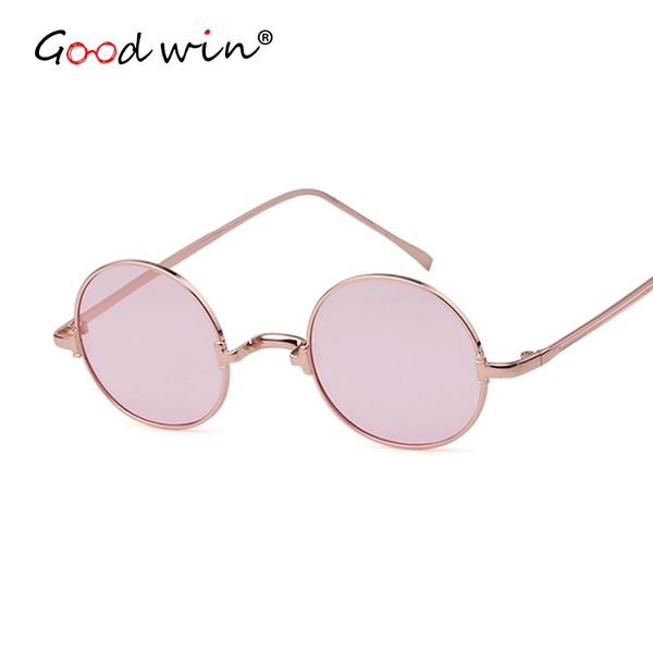 

good win new 2020 40 mm round retro sunglasses women men rose gold pink sunglasses mirror uv400 sun glasses lunette femme brand, White;black